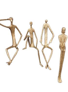 北欧样板间黑色铸抽饰象人物雕摆件创意ZKW铁装品电视柜塑玄关摆