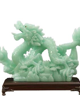 玉石生肖龙高端摆件招艺财进家宝龙工品办摆公室JGU居青龙神兽装