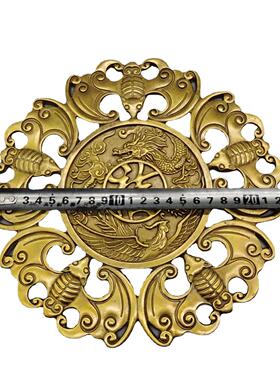 仿古福福字五家居摆件古玩铜0111器收藏艺龙黄铜铜凤五福牌挂工品