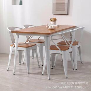 北欧网红甜四品西餐厅人餐桌子简约现位代白色店实木用餐桌椅组合