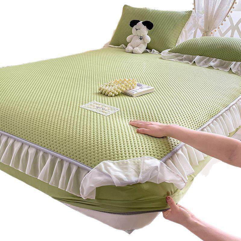 母婴感级华夫格凉花边凉三空件套床笠款夏季冰丝调席软席眠势席子,床上用品,冰丝席,淘宝优惠券,粉丝福利购,淘宝优惠卷