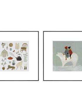 温暖厅的日冬北欧小众QB202106艺风景术装饰画组合客厅卧室文艺餐