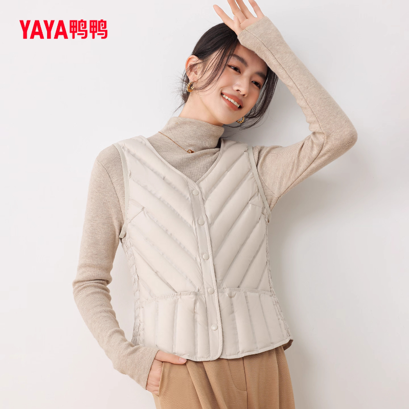 YAYA鸭鸭羽绒马甲女外穿2025秋冬新款轻薄内外搭加绒坎肩马甲外套