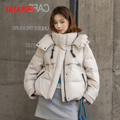YAYA鸭鸭短款 加厚羽绒服女2025秋冬新小个子百搭连帽直筒时尚 外套