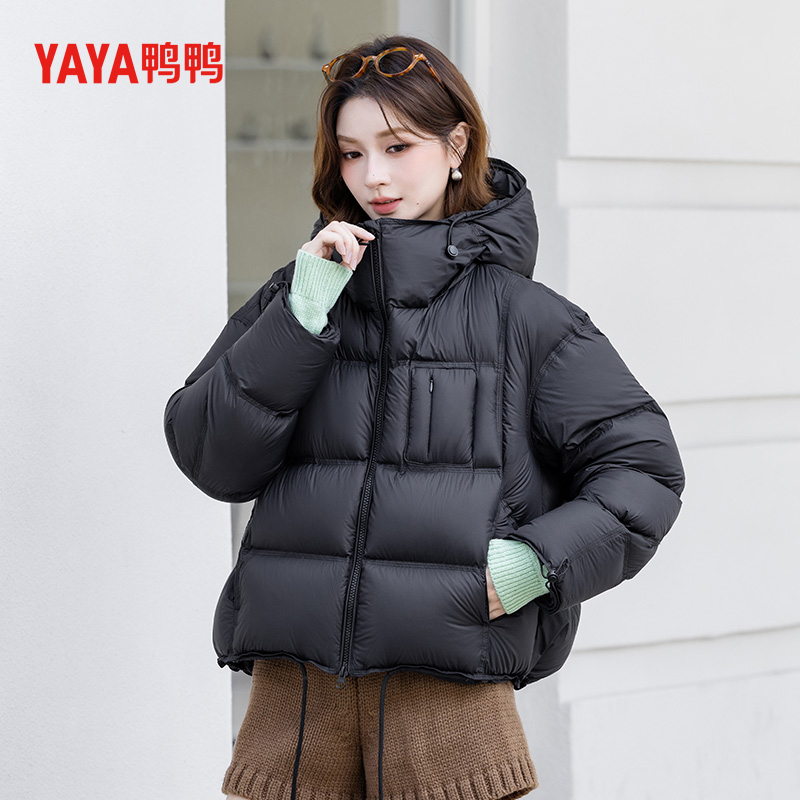 YAYA鸭鸭羽绒服女2025冬季新款短款爆款宽松小个子百搭时尚厚外套