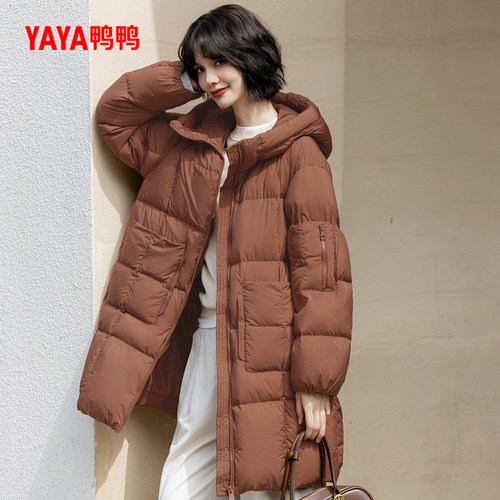 鸭鸭中长款韩版羽绒服女