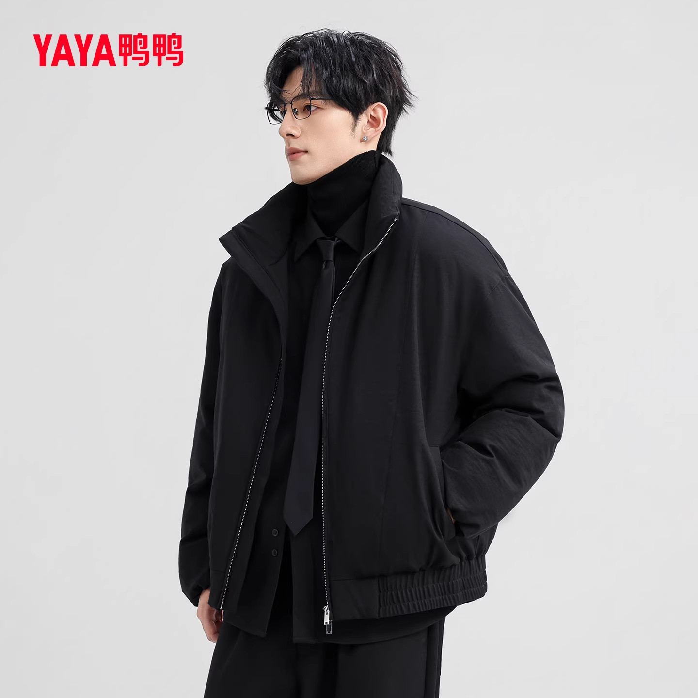 YAYA鸭鸭羽绒服男冬季2026年新款立领宽松时尚潮流百搭羽绒外套