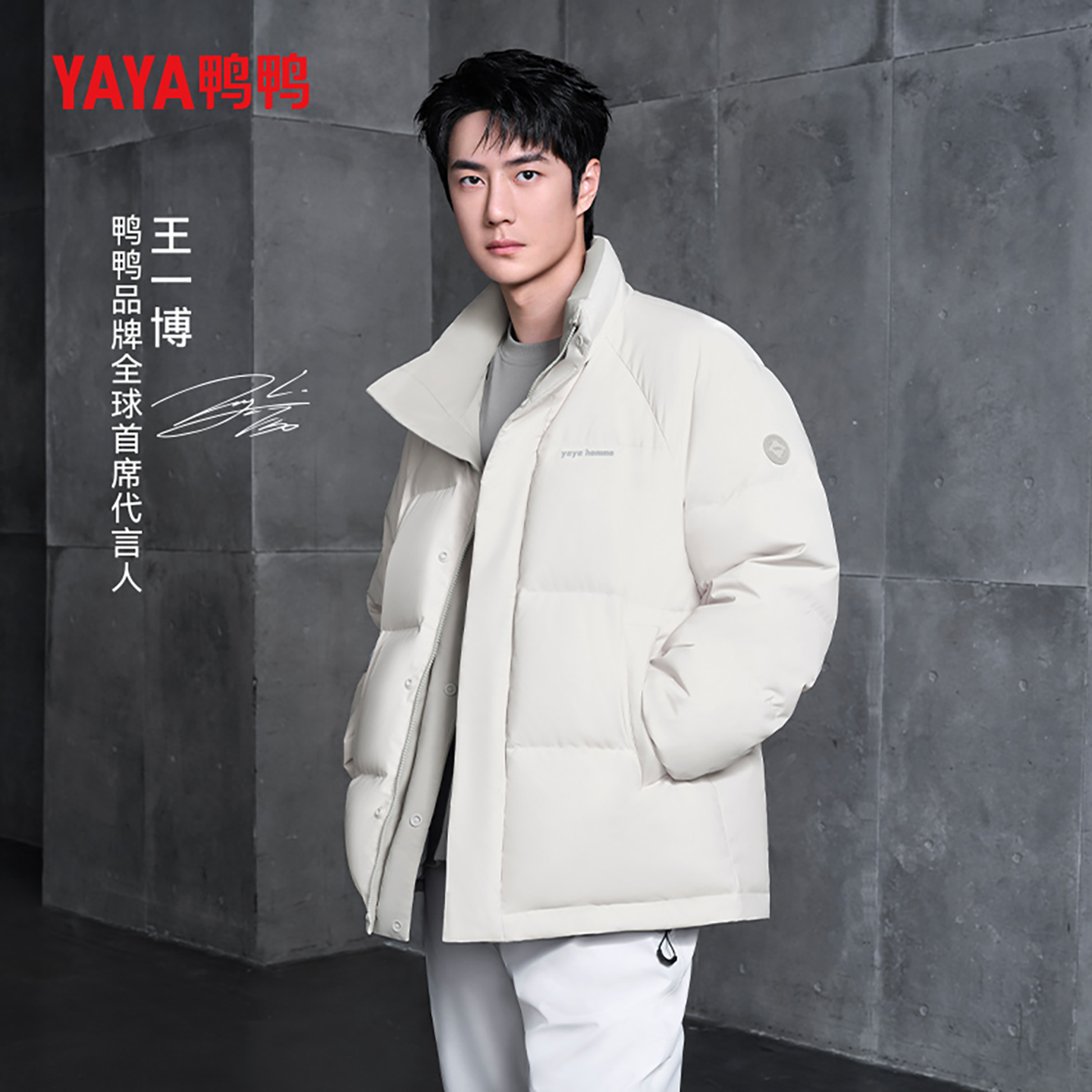 鸭鸭立领日常短款羽绒服