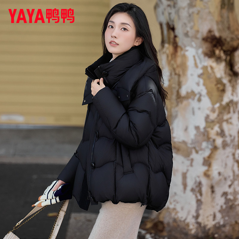 YAYA鸭鸭90绒加厚羽绒服女款秋冬季时尚鸭绒保暖休闲短款羽绒外套