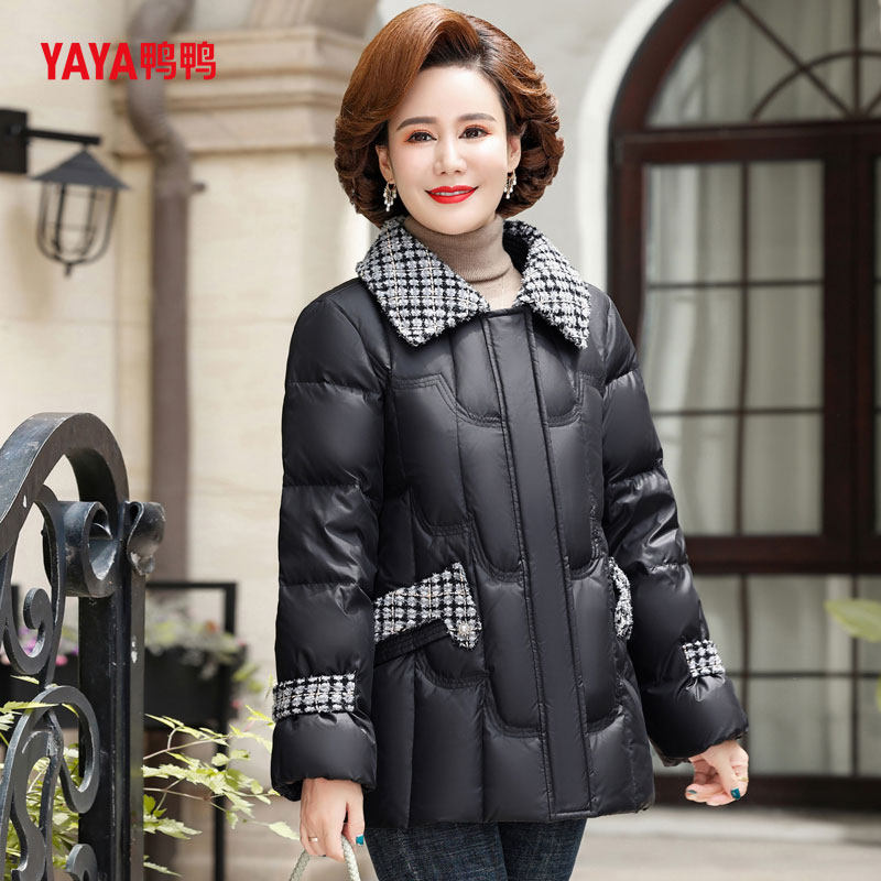 YAYA鸭鸭2025妈妈装羽绒服短款中年时尚小香风外套中老年女秋冬装,女装/女士精品,羽绒服,淘宝优惠券,粉丝福利购,淘宝优惠卷