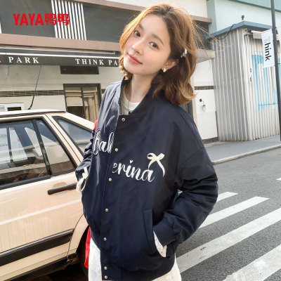 YAYA鸭鸭羽绒服女2025年新春秋美式蝴蝶结运动休闲百搭棒球服外套