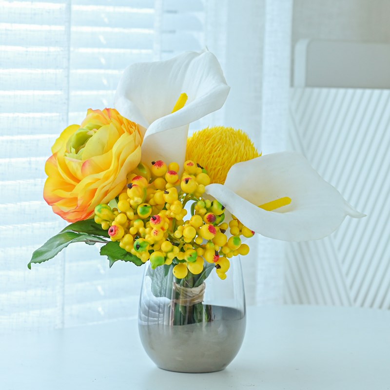 电视柜餐桌装饰j花假花绢花摆设欧式玉兰花艺套装摆件现代家居客