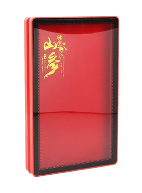 林下参包装盒窗礼盒人参野山参礼品盒红色配礼袋空盒子