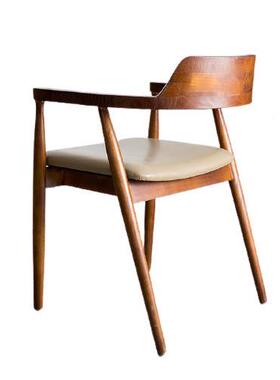 美板式木办公椅靠背扶36360手实休简易茶室书房广岛椅老椅洽闲谈