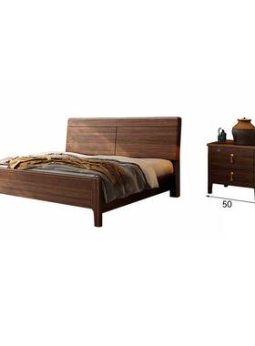 黑胡木新中式实木床全实现木单人桃床60351代简家约用小户型双人