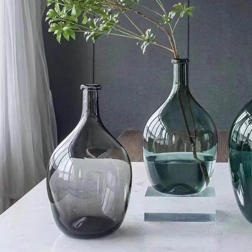 北欧轻奢创意插简大肚玻璃瓶花玻璃摆件透明约客厅花干花翻口吊钟,家居饰品,花瓶,淘宝优惠券,粉丝福利购,淘宝优惠卷