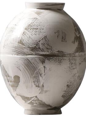 手陶工意拉坯创复古陶罐样板房茶书房插花器手刷拼色装饰室KJP品