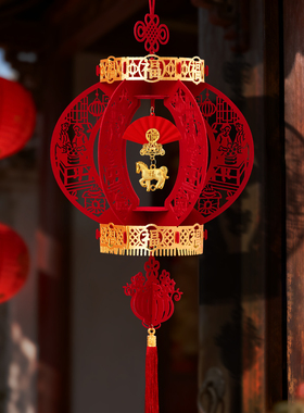 2026马年灯笼挂饰布置新年装扮古风福字花灯挂件加厚绒布宫灯元宵