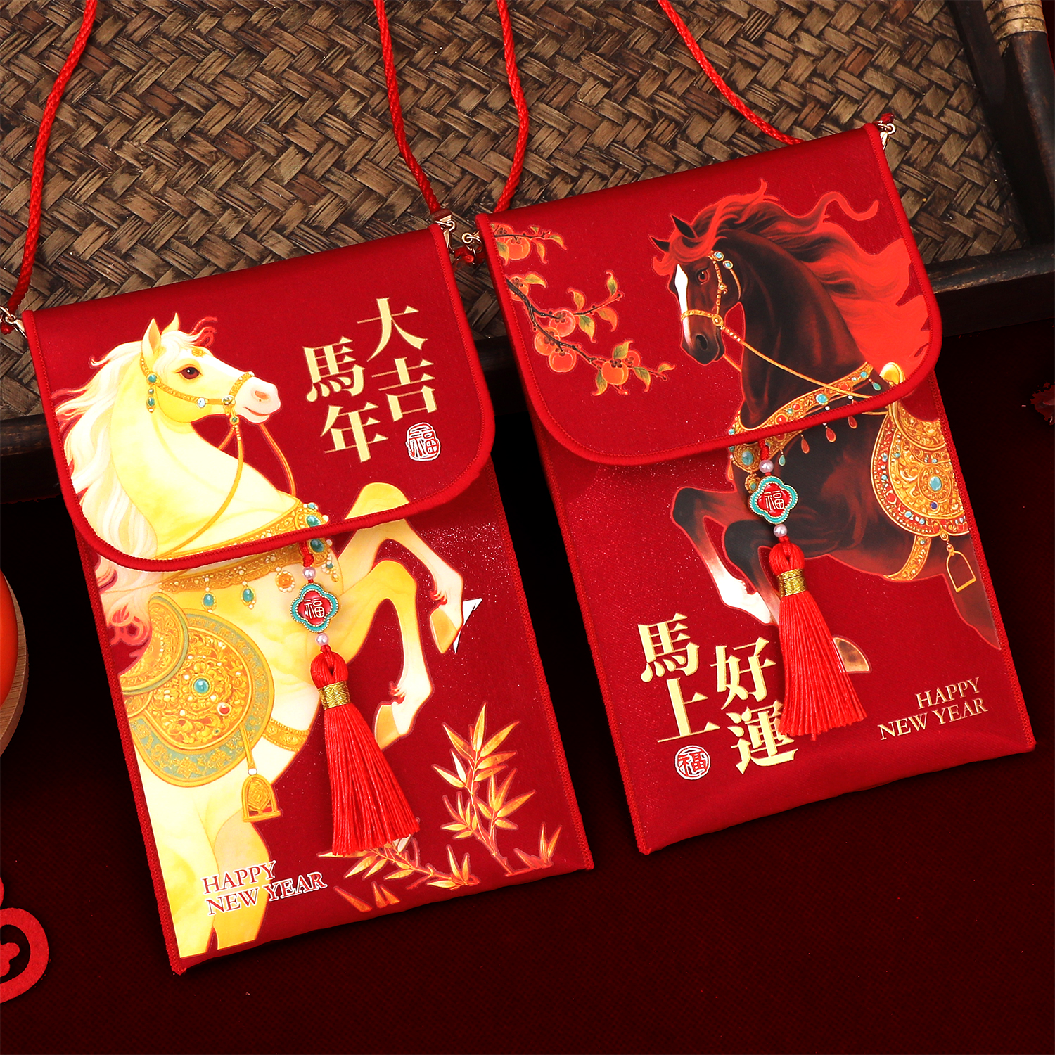 2026马年布艺红包袋新年创意压岁钱包过年小背包袋春节小礼袋喜庆