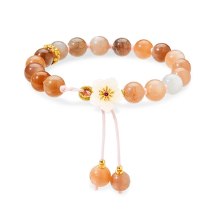 麦玲玲旺姻缘桃花手链百搭天然月光石和田玉手串手链女友节日礼物