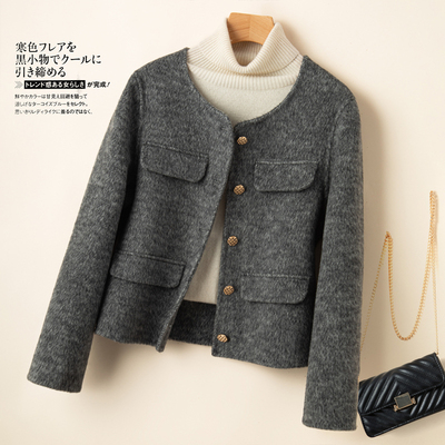 冬季新款双面羊绒大衣女短款小香风加厚宽松气质小个子羊毛呢外套