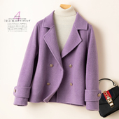 冬季 领气质小香风加厚小个子毛呢外套 西装 新款 双面羊绒大衣女短款