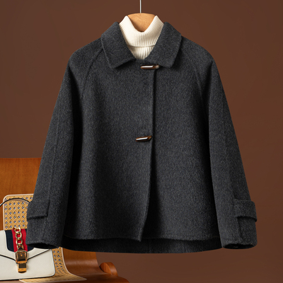 秋冬双面羊绒大衣女短款斗篷