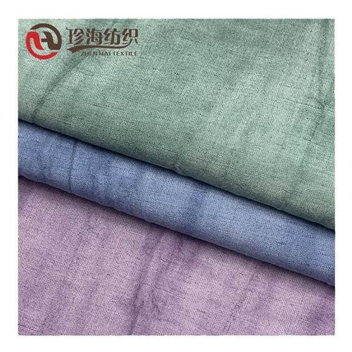 新款现货天丝麻棉春夏扎染服装面料天丝麻炒色布套装衬衣布料