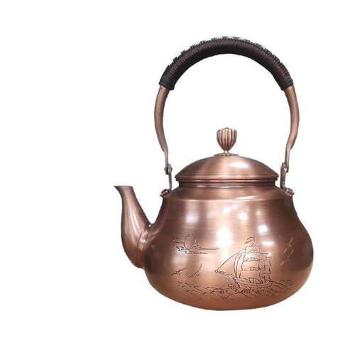 厂家直供一帆风顺紫铜纯手工茶壶烧水铜壶纯铜家用铜壶加厚煮茶壶