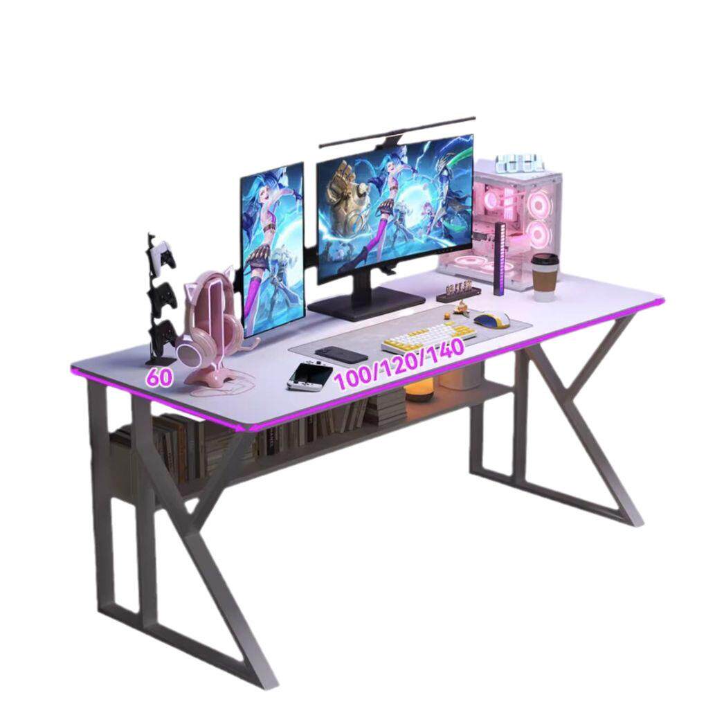 白色电竞桌套装组合游戏桌椅主播桌子女生卧室家用简易台式电脑桌