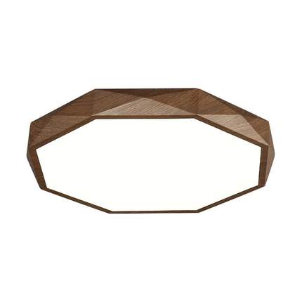 新中式led吸顶灯现代简约胡桃木色创意卧室灯几何北欧房间灯4357