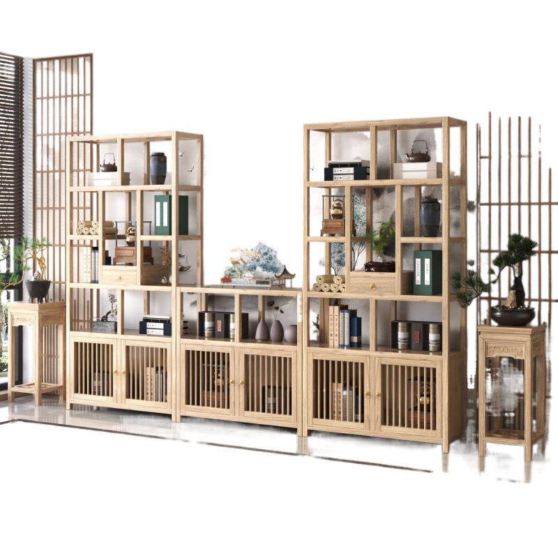 实木博古架原木色书架原木色隔断茶叶展示柜客厅置物架陈列柜组合