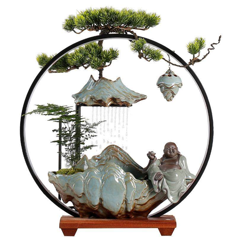 招财流水摆件循环水喷泉创意家居玄关客厅办公室桌面开业乔迁礼品