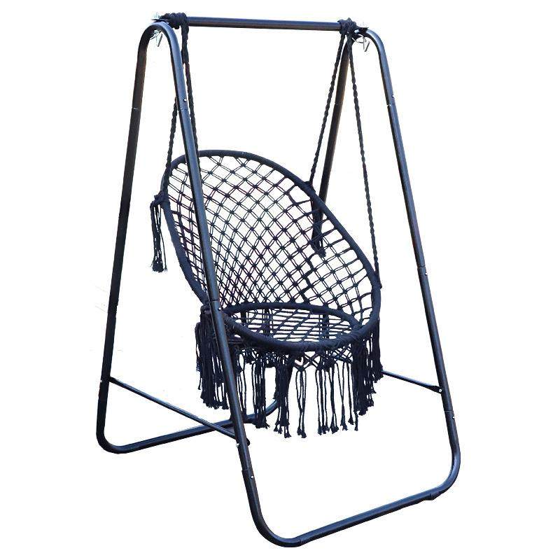 ins北欧风吊椅网红流苏手工棉绳编织吊篮欧美阳台秋千摇篮懒人椅