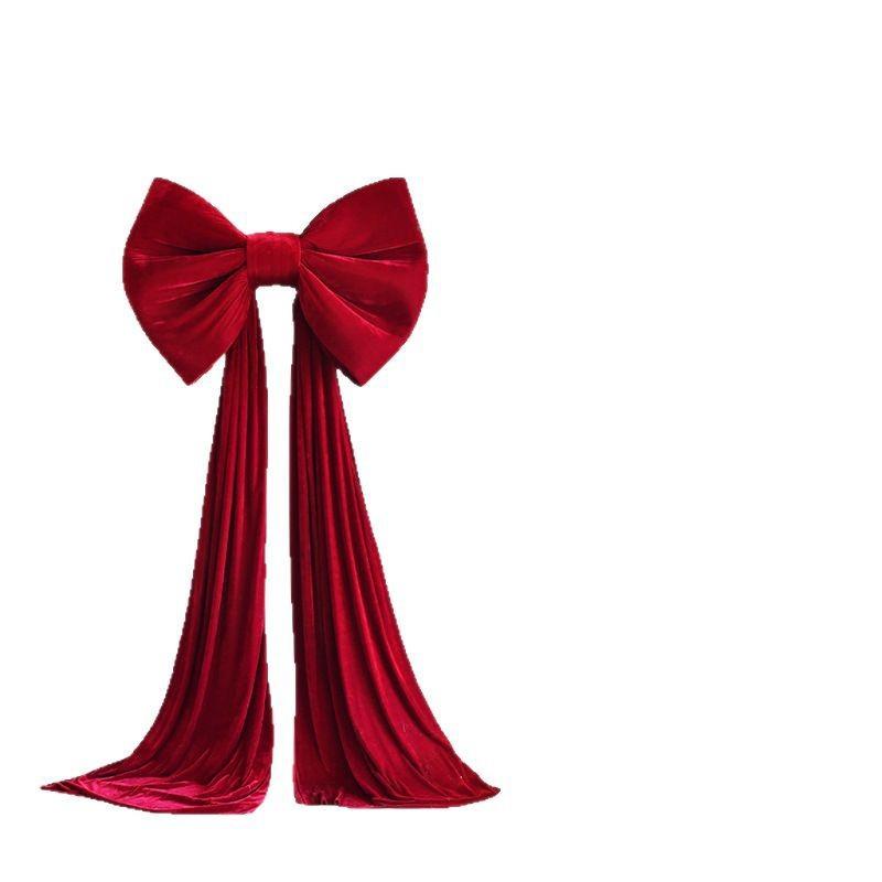 超景大红丝绒蝴蝶结装饰婚卡礼浪漫超大红丝布置拍照打背墙结路引