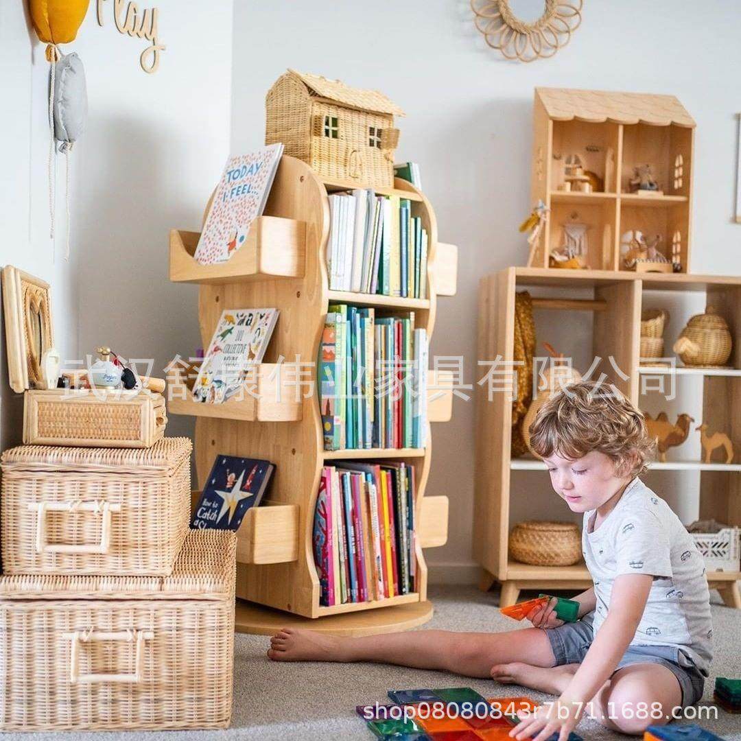 ins360度简约儿童宝宝旋转收纳实木小书架书柜落地置物绘本,住宅家具,儿童书柜,淘宝优惠券,粉丝福利购,淘宝优惠卷