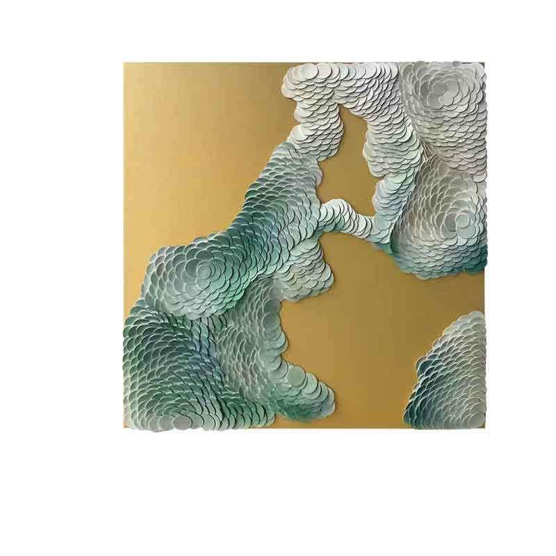 皮革立体鱼鳞实物画现代简约手绘别墅沙发背景墙壁挂画方形高端装,家居饰品,现代装饰画,淘宝优惠券,粉丝福利购,淘宝优惠卷