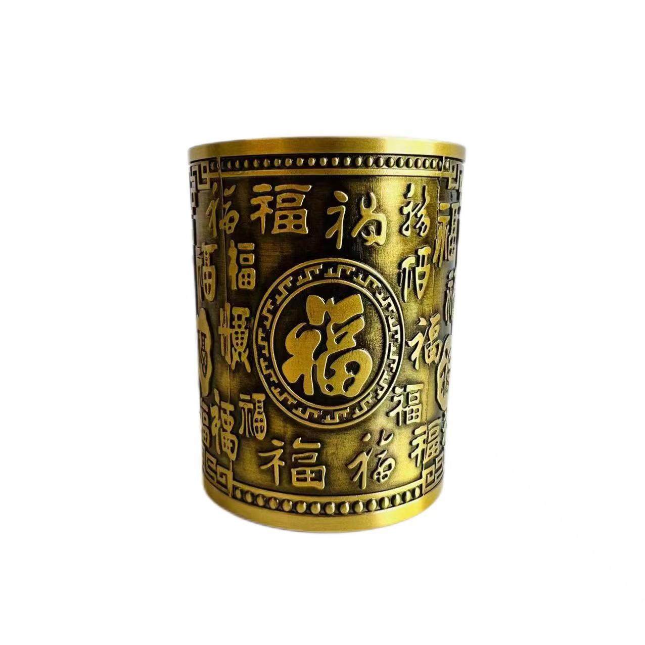 铜工艺品铜摆件精雕百福笔筒浮雕百福笔筒办公室摆件,家居饰品,装饰摆件,淘宝优惠券,粉丝福利购,淘宝优惠卷