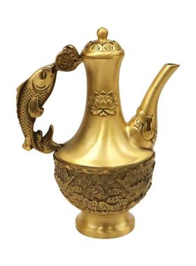 家用老式铜酒壶黄铜酒杯套装手工黄铜制品清酒水酒器烫茶壶新款