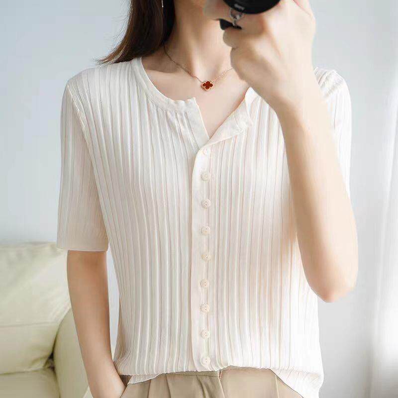 韩国冰丝防晒套头开衫女夏季新款针织V领外套女宽松配吊带小披肩