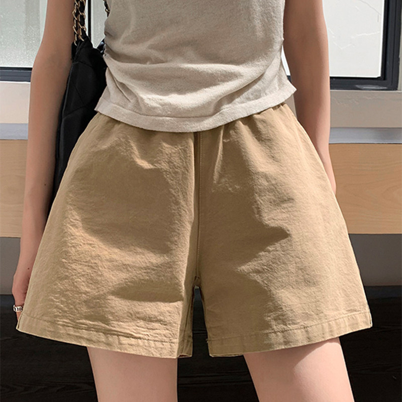 欧洲站白色棉麻短裤女2025新款夏季薄款时尚高腰休闲阔腿工装裤子