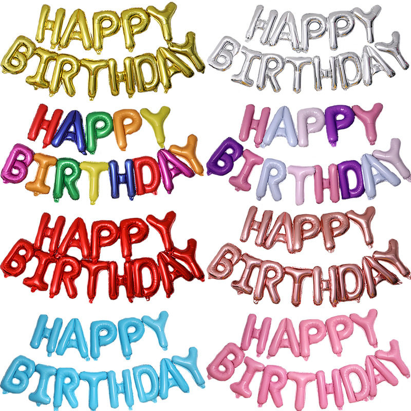 生日快乐英文字母场景铝膜气球儿童派对布置装饰品happybirthday