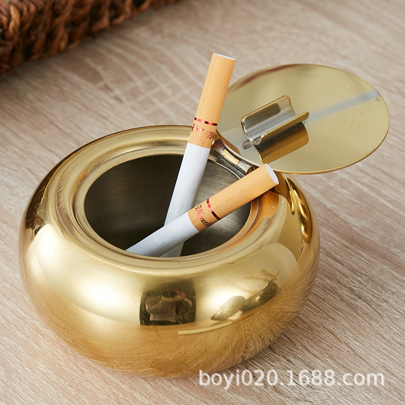 带盖烟灰缸精致不锈钢创意时尚烟缸车载防烟飞挡风客厅烟灰盅个性