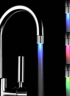 led发光水龙头灯厨房冷热水龙头七彩水嘴发光变色温控三色龙头灯