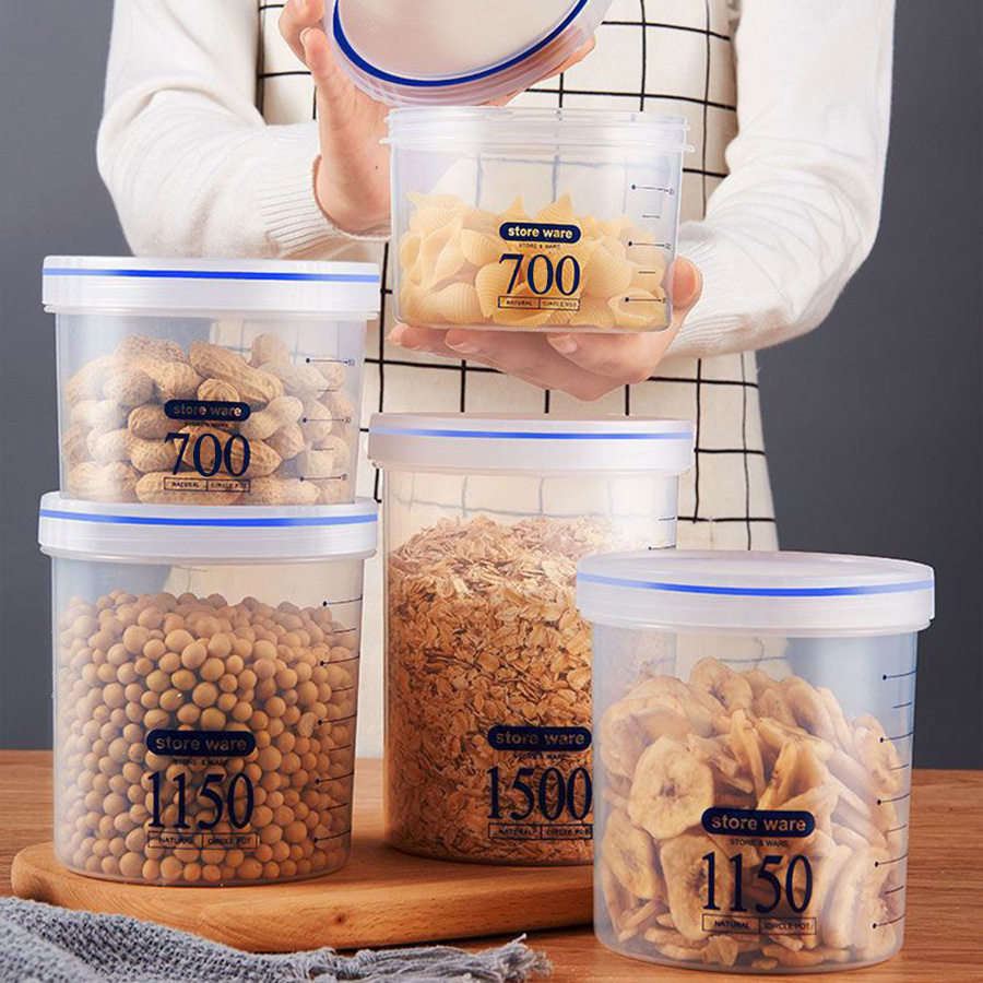 食品级冰箱密封盒保鲜收纳盒子塑料透明带盖厨房专用储存罐圆形桶