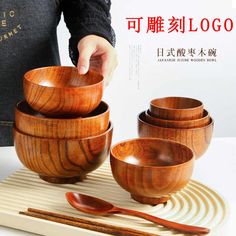 成人竹复童碗手筒工号家用儿吃饭摔竹碗无漆古小孩大木碗