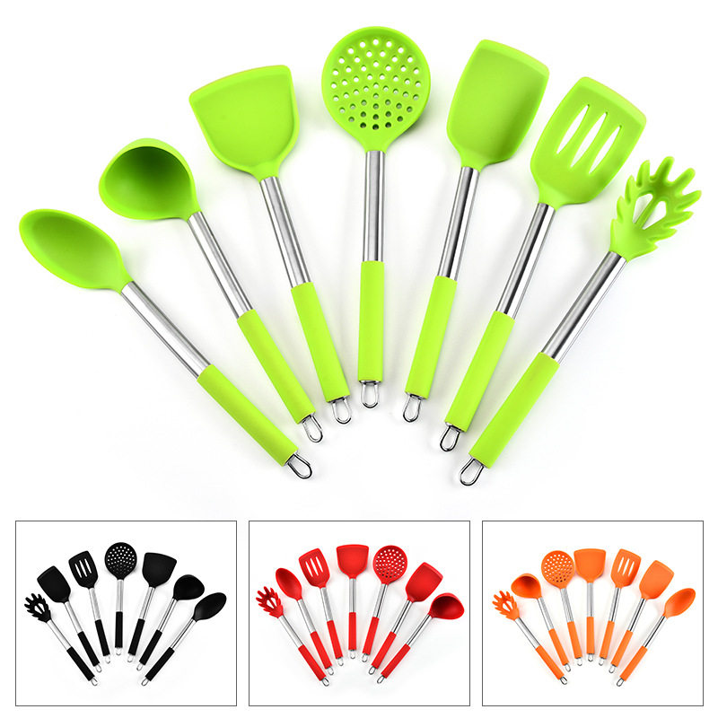 硅胶厨具套装 厨房烹饪铲勺 烘焙工具炊具13件套配收纳桶热销