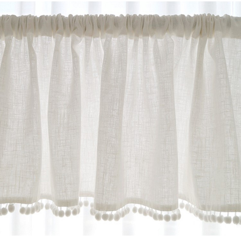 韩式白色半帘隔断帘门帘厨房短帘免打孔美式田园咖U啡帘卧室门半