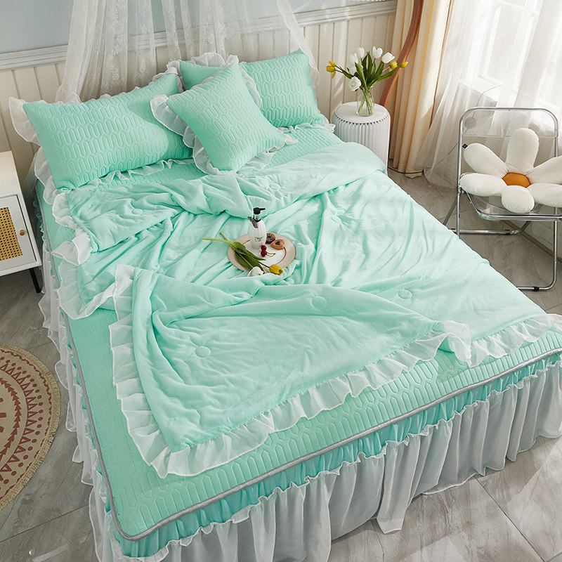 小清新纯色公主风夏凉被空调被乳胶凉席三件N套雪纺床裙可水洗薄,床上用品,化纤被,淘宝优惠券,粉丝福利购,淘宝优惠卷