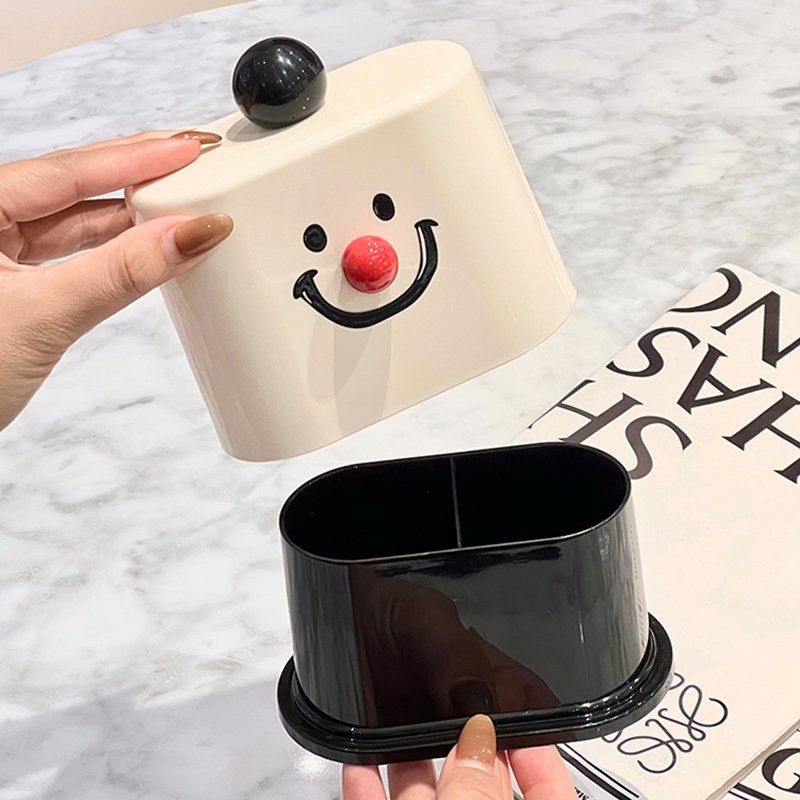 笑脸圆球牙签盒轻奢高级家用高档牙签筒双格创意T棉签盒牙线收纳,收纳整理,牙签盒,淘宝优惠券,粉丝福利购,淘宝优惠卷